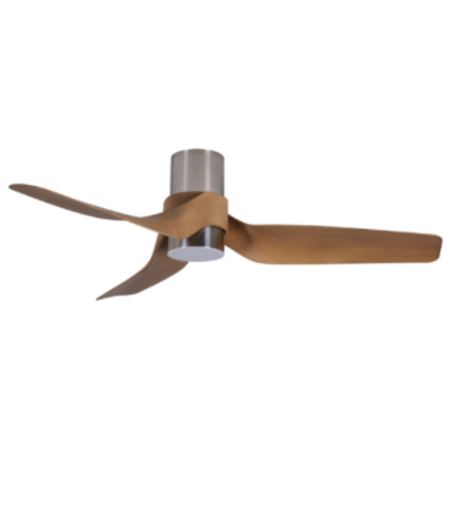 Luxe ventilator brushed rvs met teak bladen -132cm