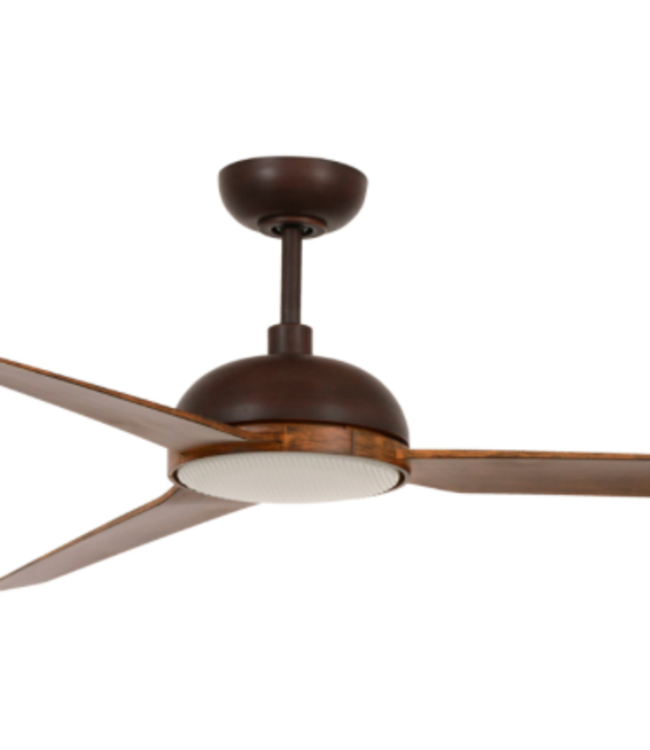 Fraai fluisterstille ventilator142cm bruin met houten bladen en licht -licht