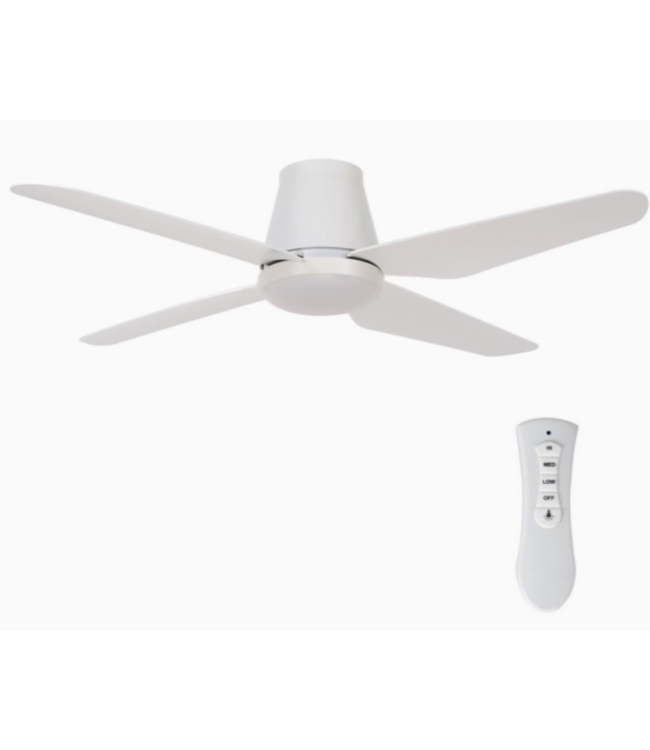 Fluisterstille 4 blads ventilator met licht-wit kunststof bladen