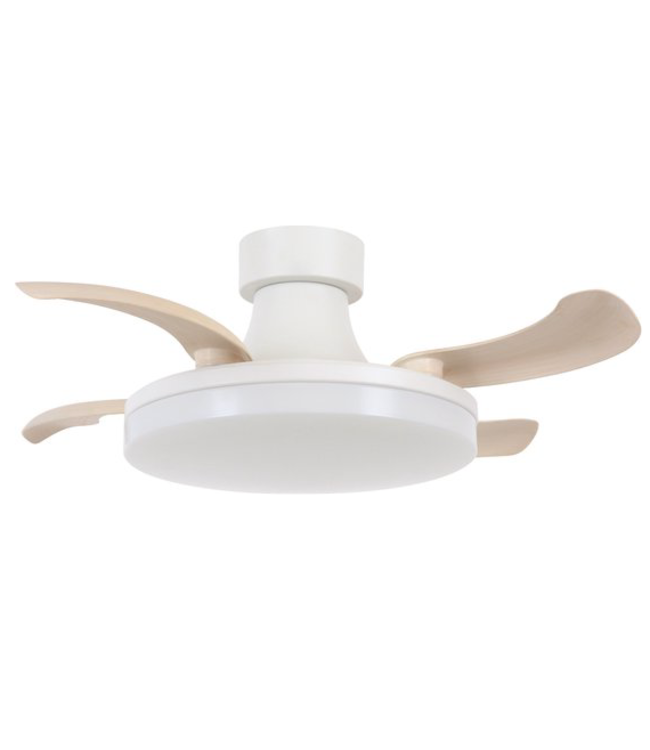 Plafond ventilator wit met hout inclusief licht inklapbaar