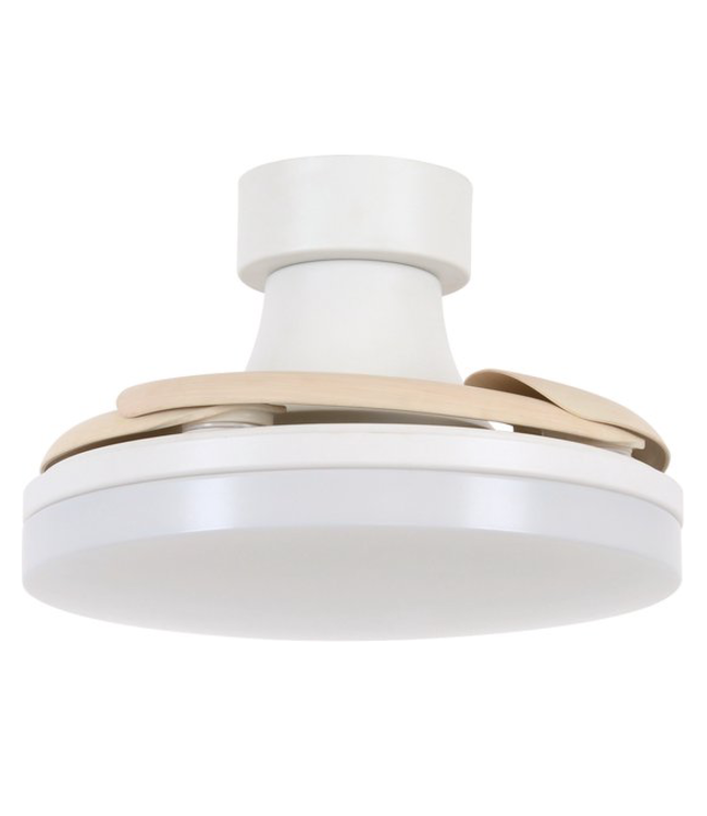 Plafond ventilator wit met hout inclusief licht inklapbaar