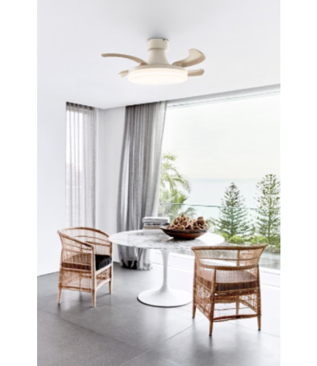 Plafond ventilator wit met hout inclusief licht inklapbaar