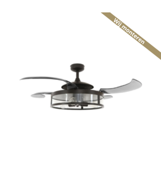 Beacon Plafond ventilator zwart met glas    inclusief licht inklapbaar