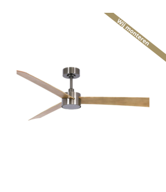 Beacon luxe ventilator met licht en afstands bediening- 132 cm- rvs met hout