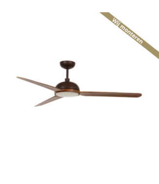Beacon Fraai fluisterstille ventilator142cm  bruin met houten bladen en licht