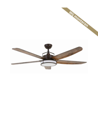 Beacon Stoere houten vintage ventilator met een afstandsbediening-152cm-Brown