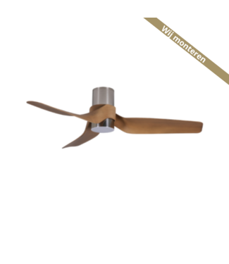 Beacon Luxe ventilator brushed  rvs met teak bladen   -132cm
