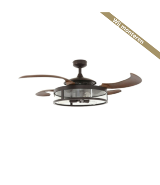 Beacon Plafond ventilator bruin met hout   inclusief licht inklapbaar