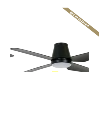 Beacon 4 blads ventilator met licht-zwart met kunststof bladen