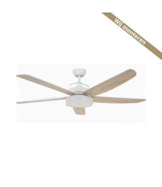 Beacon Witte ventilator met lichthouten bladen een afstandsbediening-157cm