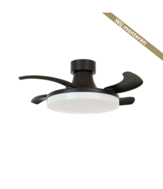 Beacon Plafond ventilator zwart   inclusief licht inklapbaar