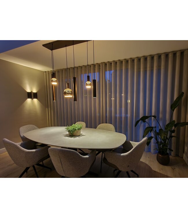 Strakke wandlamp up en down light -H22cm-Cacao