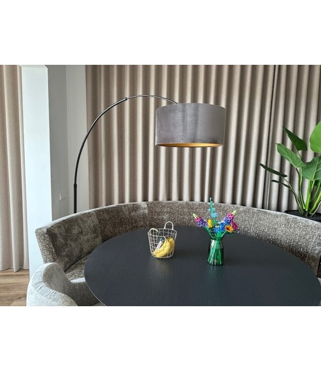 Booglamp verstelbaar brons incl witte kap