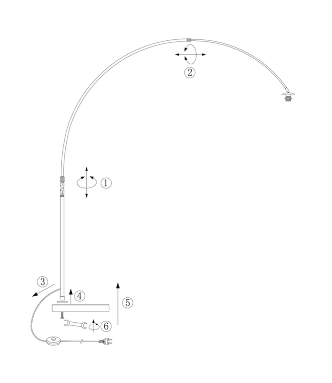 Booglamp verstelbaar brons incl witte kap
