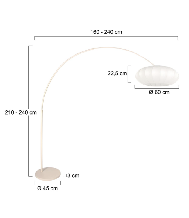 Booglamp verstelbaar creme incl witte kap