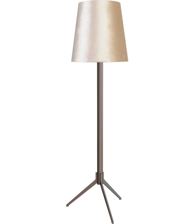 Design vloerlamp cacao met zandbeige velours kap -190cm- Zandbeige/goud