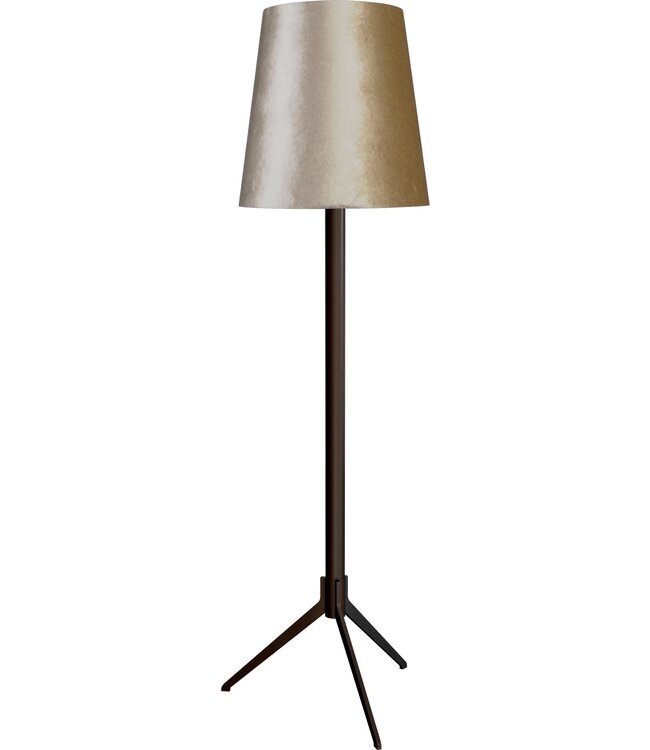 Design vloerlamp cacao met zandbeige velours kap -190cm- Zandbeige/goud