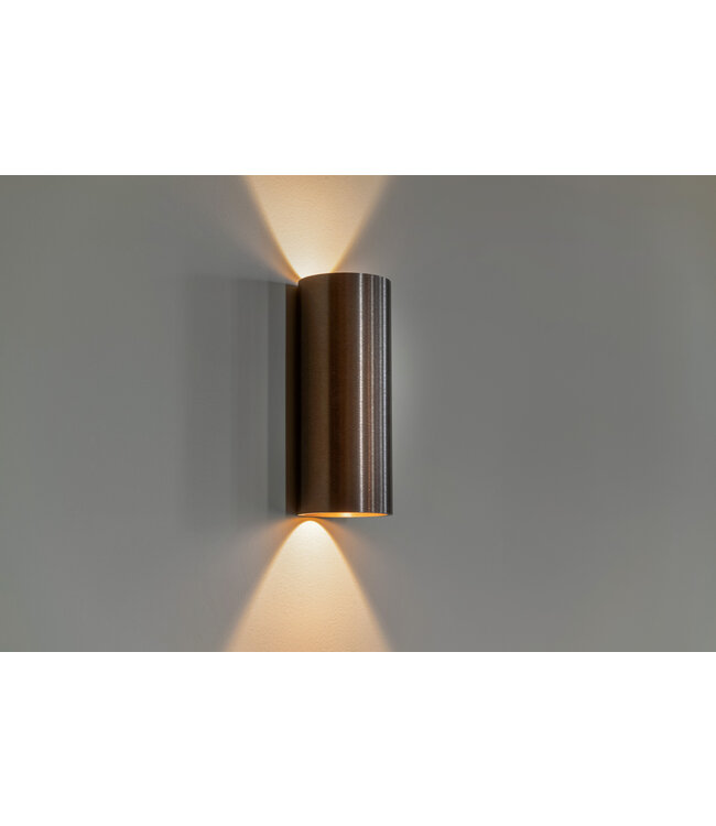 Wandlamp Brons geborsteld  Brody  rond 2x 6w ingebouwd led  ip65