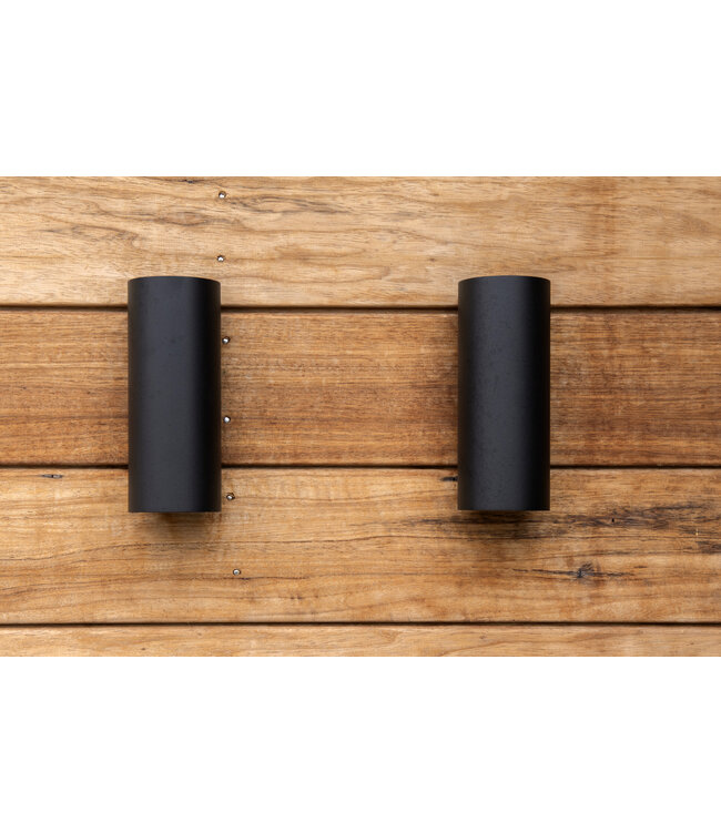 Wandlamp mat zwart  Brody  rond 2x 6w ingebouwd led  ip65