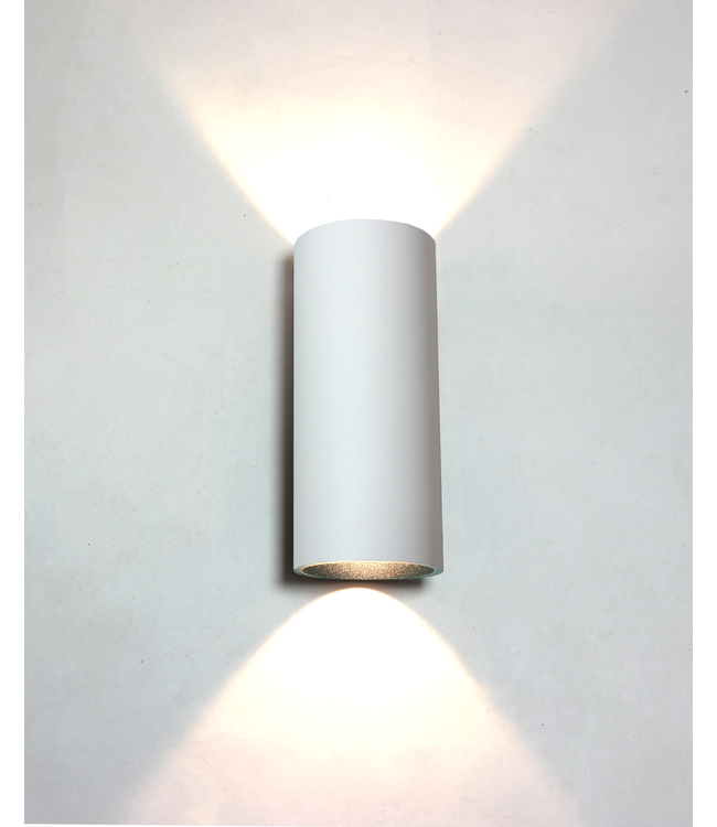 Wandlamp mat wit   Brody  rond 2x 6w ingebouwd led  ip65