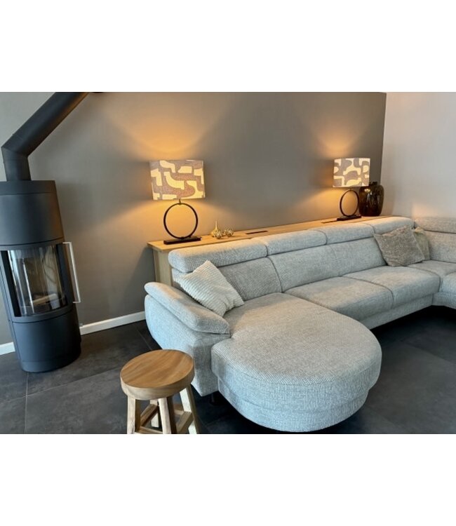 Stoere tafellamp incl ovale japandi beige newlook kap 75cm hoog