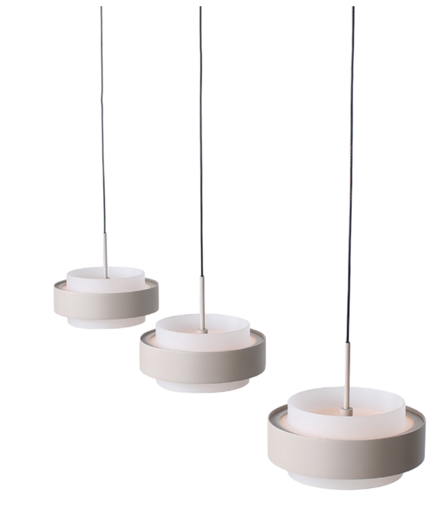 Pendelbare hanglamp in zandkleur 3L 90cm dimbaar