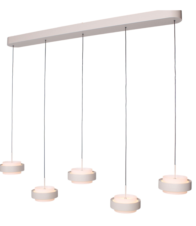 Pendelbare hanglamp in zandkleur 5L 120cm dimbaar