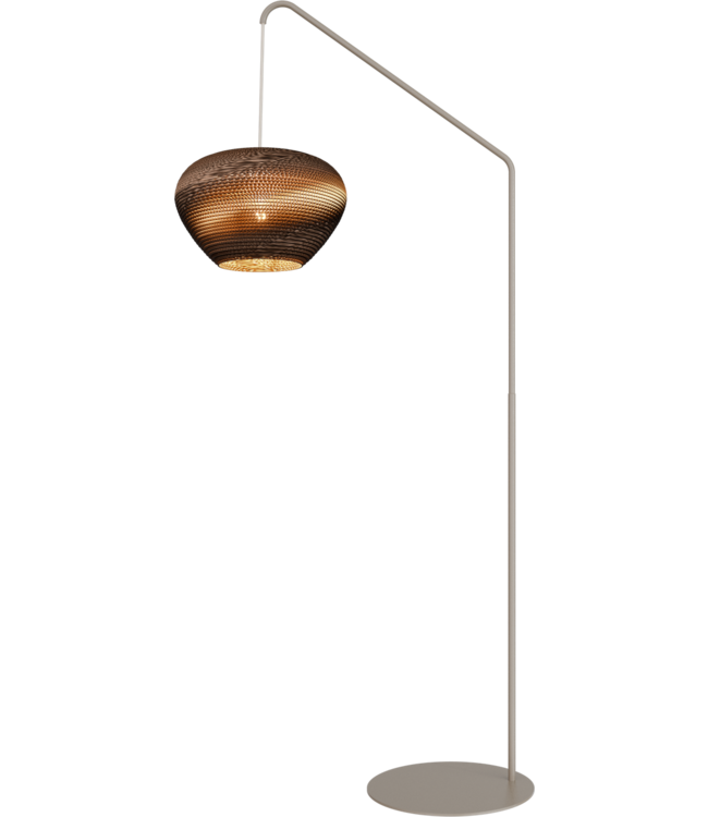 Masterlight Terra Beige   booglamp met een Cartone kap H200cm