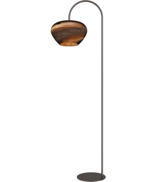 Masterlight Cacao korte booglamp met een Cartone kap H168cm