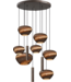 Masterlight Ronde cacao hanglamp vide met Cartone kappen 70cm 10lichts