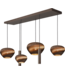 Masterlight Rechte cacao hanglamp met Cartone kappen 130cm-25cm 6lichts
