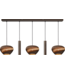 Masterlight Rechte cacao hanglamp met Cartone kappen 130cm-8cm 5lichts