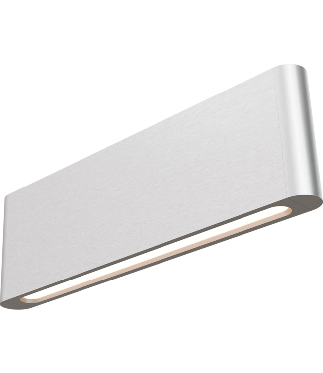 Strakke platte wandlamp up en down light -matt nickel 34cm-10cm