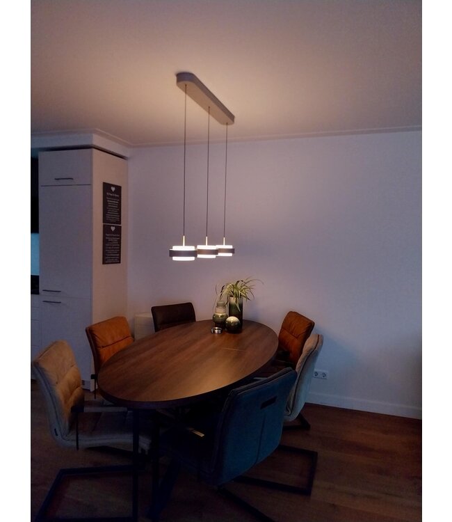 Pendelbare hanglamp in zandkleur 5L 120cm dimbaar