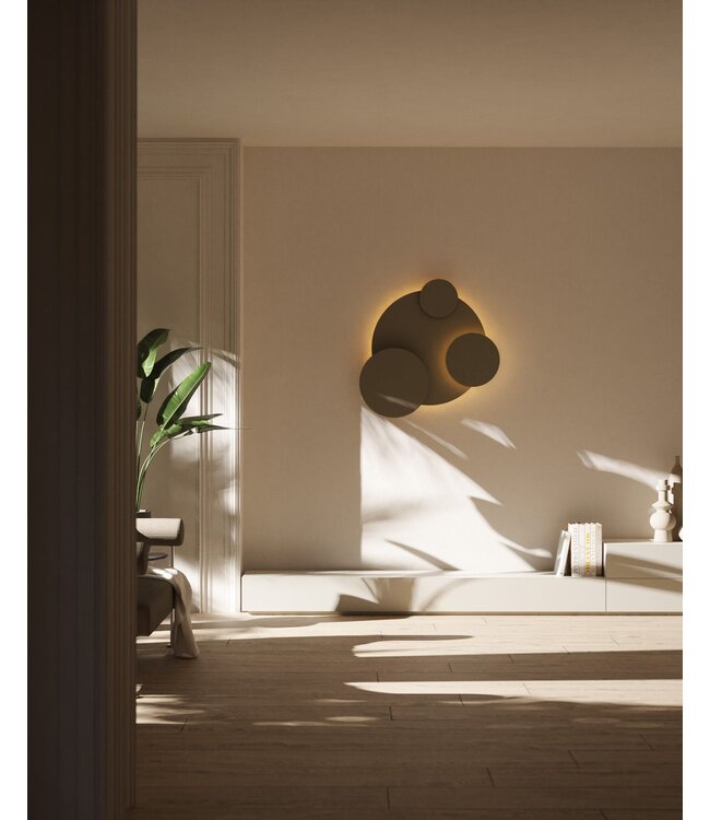 Wandlamp cirkels 91cm met licht achter 2 cirkels Platinum