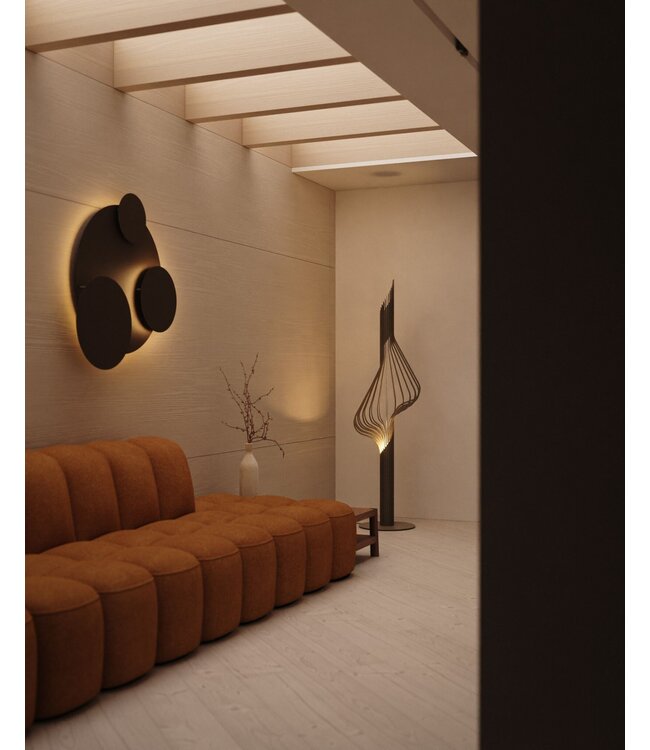 Wandlamp cirkels 91cm met licht achter 2 cirkels Platinum