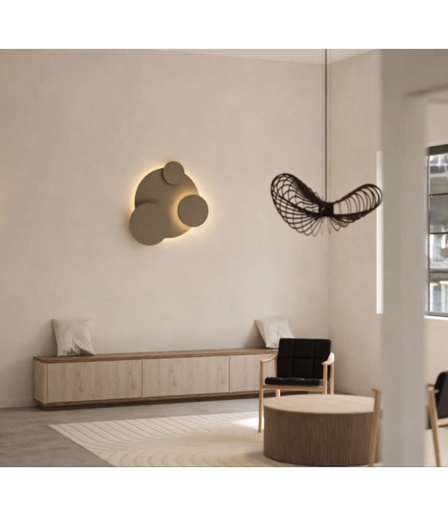 Wandlamp cirkels 91cm met licht achter 2 cirkels Quartz