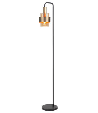 Highlight Vloerlamp marrone zwart met gouden accenten