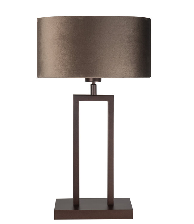 Tafellamp Monza cacao met velours kap groot