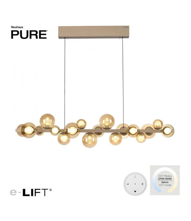 Hanglamp met amber bollen in hoogte verstelbaar