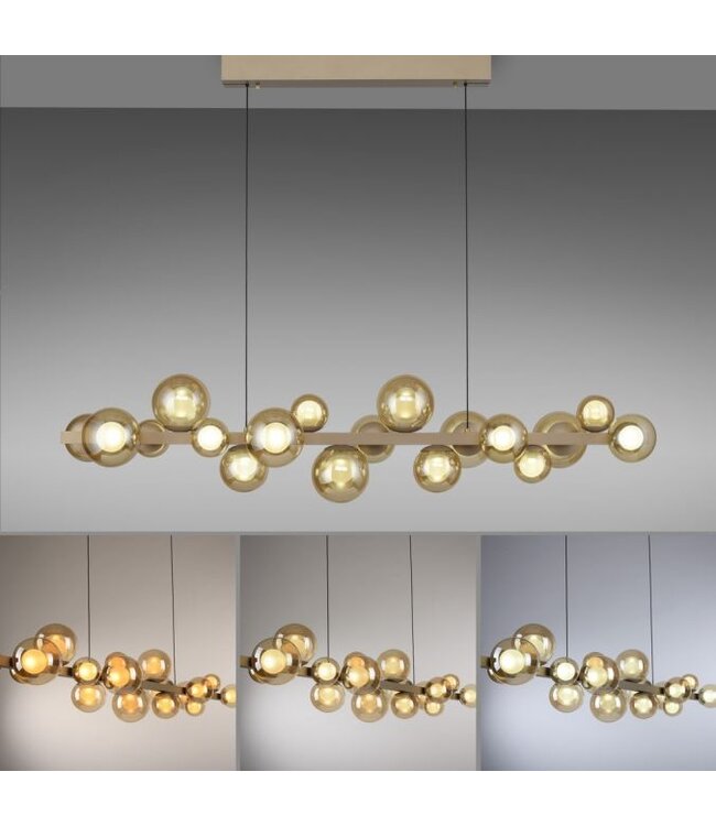 Hanglamp met amber bollen in hoogte verstelbaar