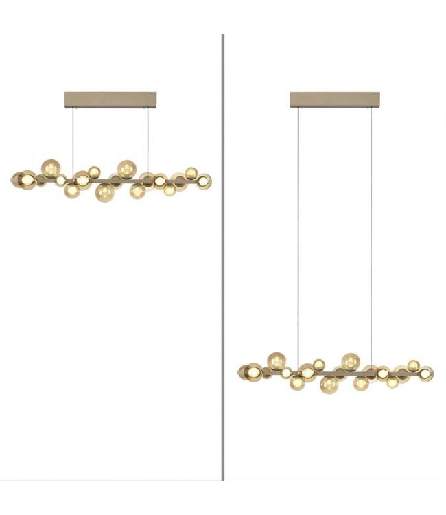 Hanglamp met amber bollen in hoogte verstelbaar