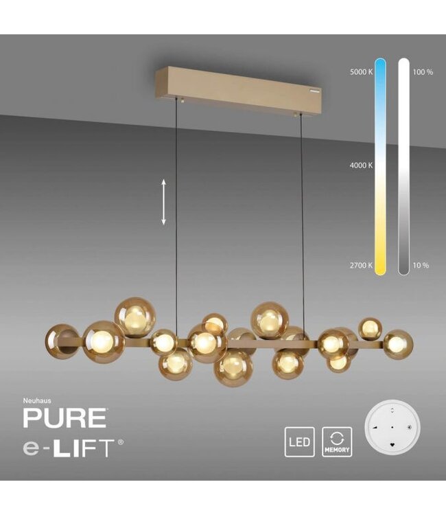 Hanglamp met amber bollen in hoogte verstelbaar