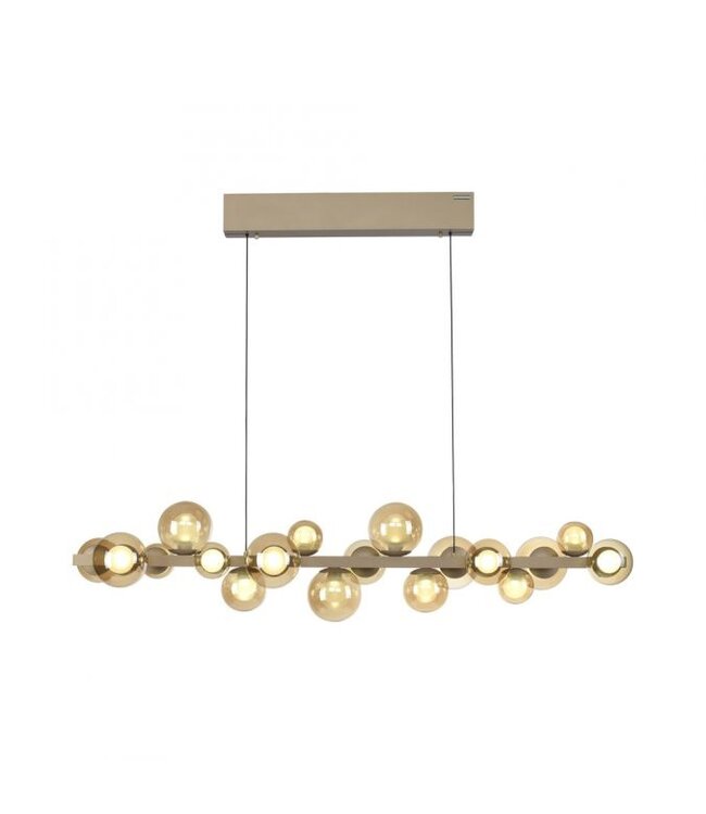 Hanglamp met amber bollen in hoogte verstelbaar