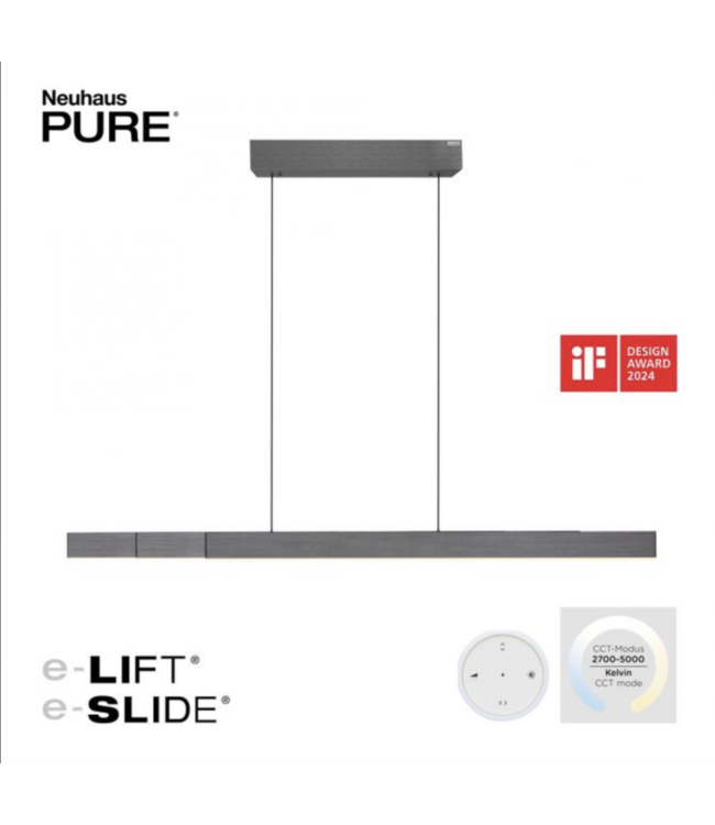 Neuhaus Pure  Hanglamp strak Moto-Rise in hoogte verstelbaar en uitschuifbaar