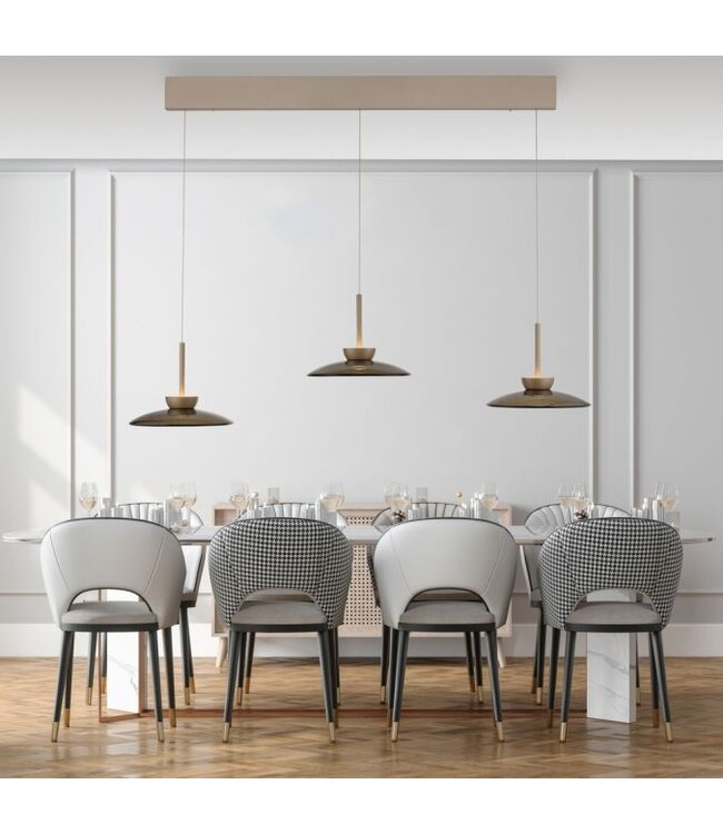 Hanglamp verstelbaar Taupe met smoke italiaans glas