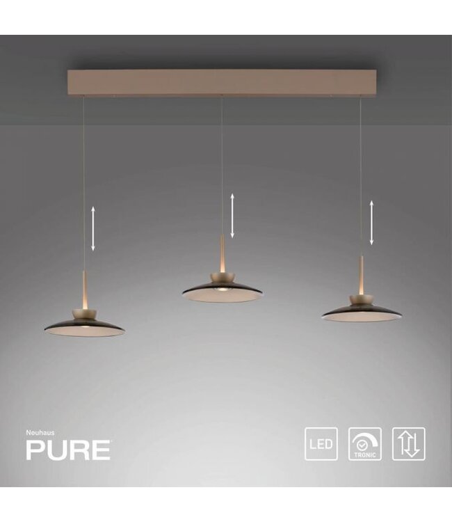 Hanglamp verstelbaar Taupe met smoke italiaans glas