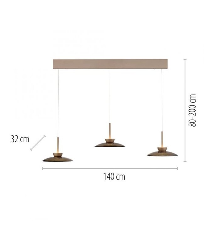 Hanglamp verstelbaar Taupe met smoke italiaans glas