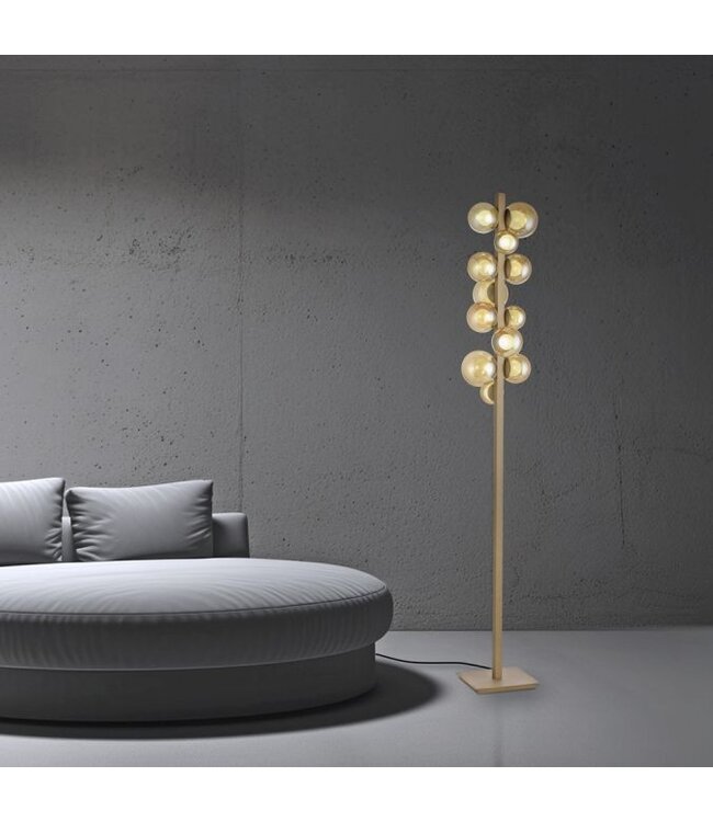Vloerlamp PURE Popup met amber bollen dimbaar