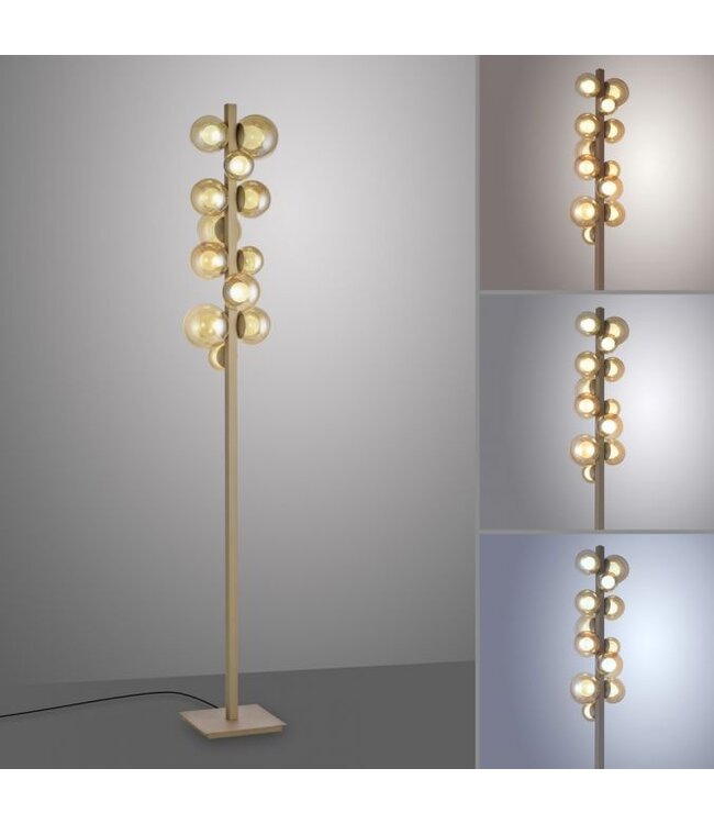 Vloerlamp PURE Popup met amber bollen dimbaar